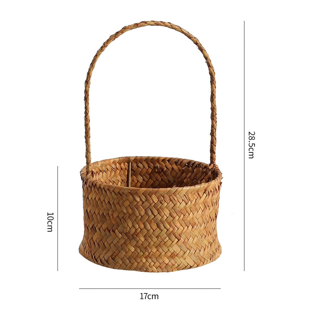 Handwoven Natural Fiber Carrying Basket Bowlift
