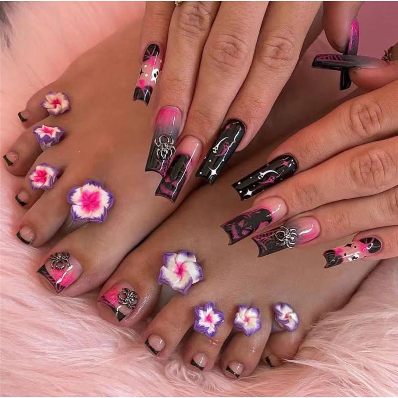 Artistic Floral Press-On Nail Art Bowlift