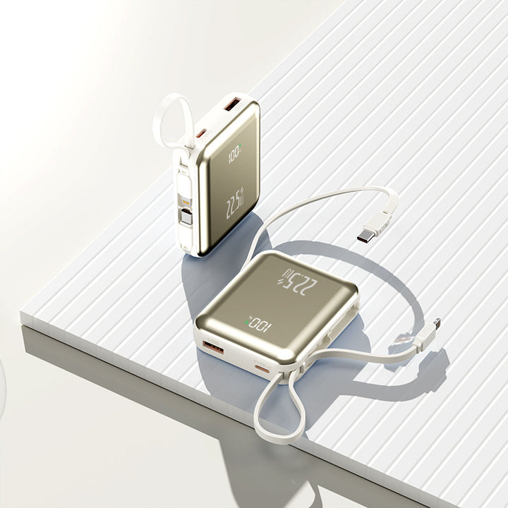 Portable power bank with digital display and integrated cable management Bowlift
