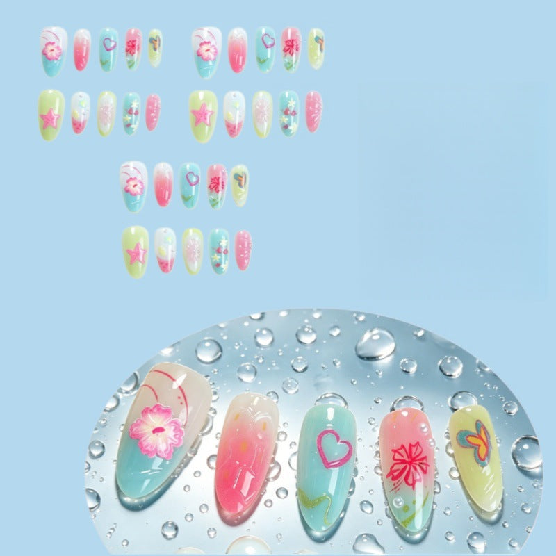 Artistic Ocean-Inspired Press-On Nail Set Bowlift