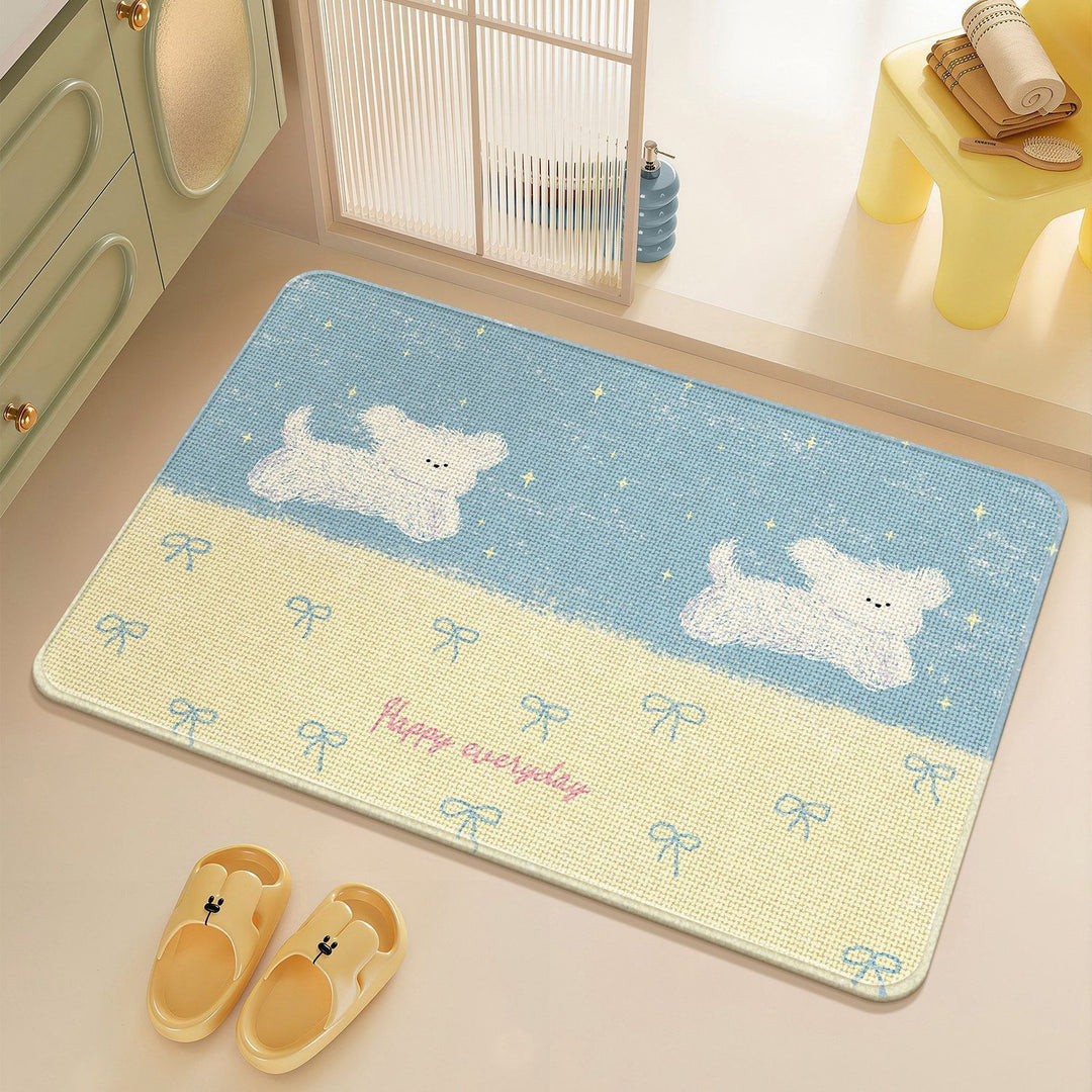 Floral Themed Bathroom Rug Bowlift