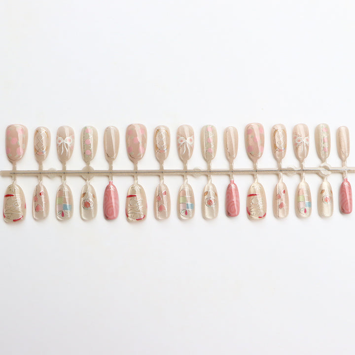 Decorative Press-On Nail Art Set with Artistic Designs Bowlift