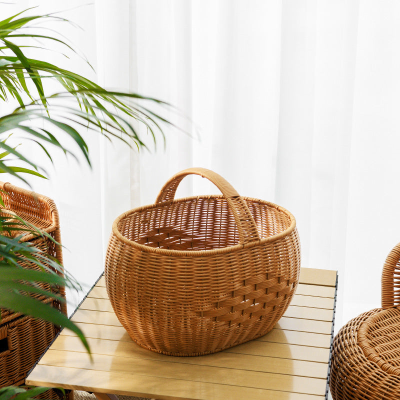 Handwoven Storage Basket with Handle Bowlift