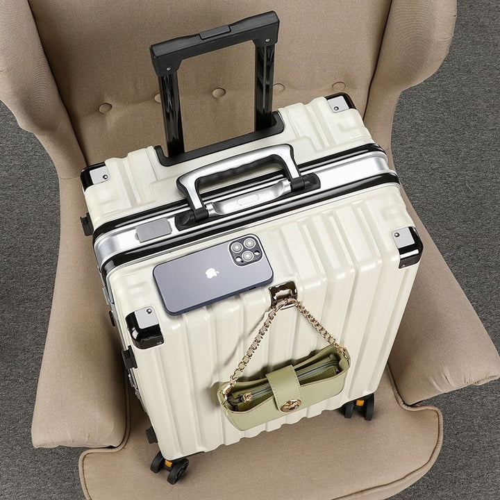 Hard-shell suitcase with double safety lock and sturdy rolling system Bowlift