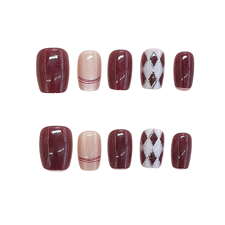 Artistic Press-On Nail Set Bowlift