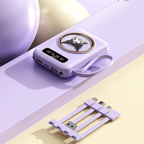 Funny power bank with integrated charging cables Bowlift