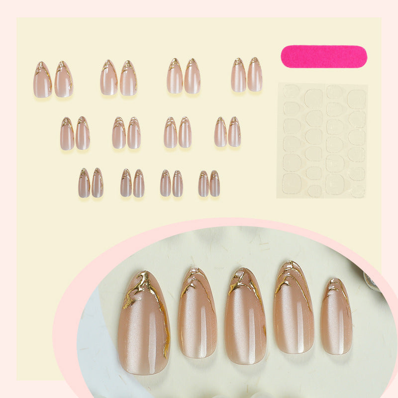 Elegant Marble Effect Press-On Nail Set Bowlift