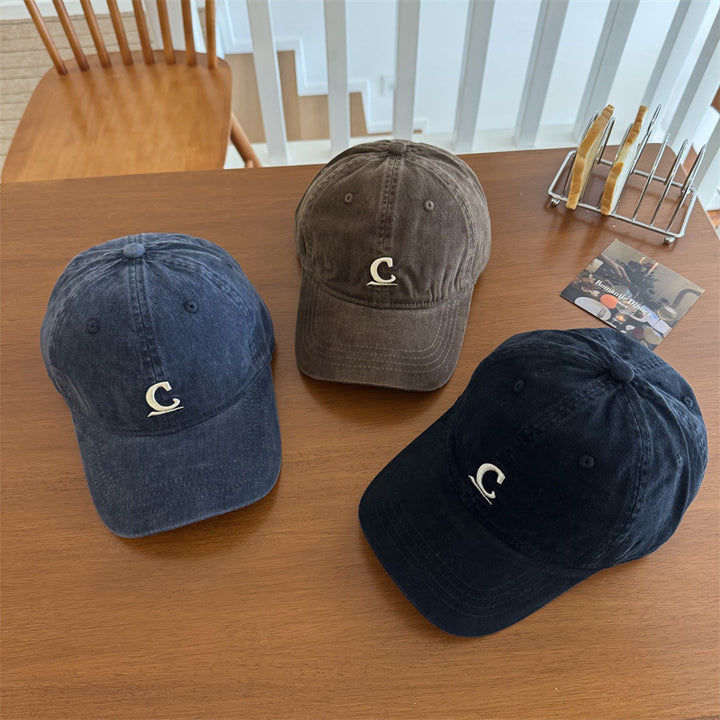 Men's Vintage-Inspired Washed Denim Cap Bowlift