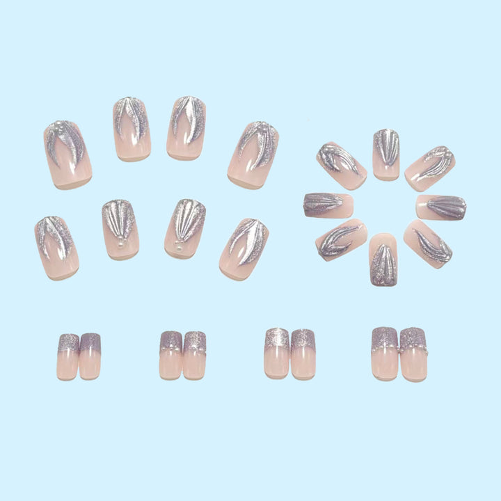 Luxury Aquamarine Design Press-On Nails Bowlift