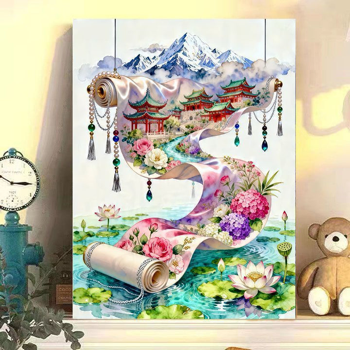 Elegant Chinese Landscape Scroll Art Print Bowlift