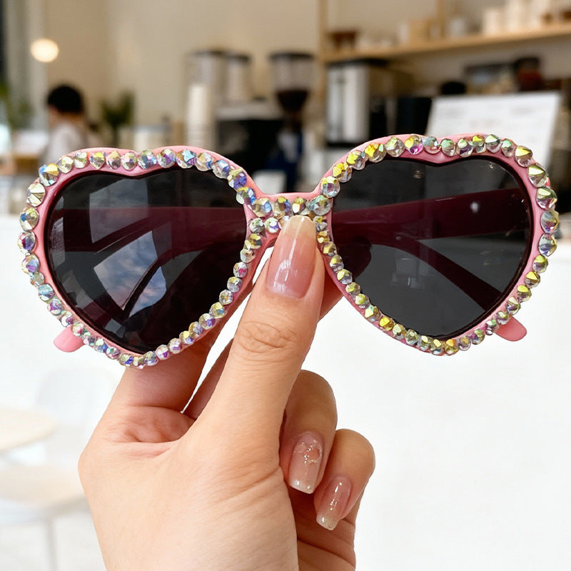 Heart-Shaped Rhinestone-Embellished Sunglasses Bowlift