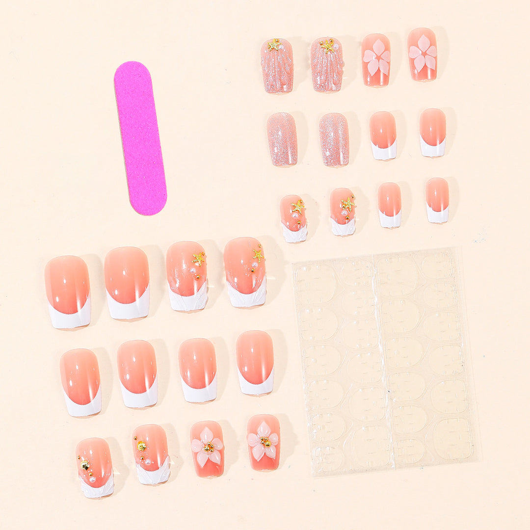 Artistic Floral Acrylic Nail Art Bowlift