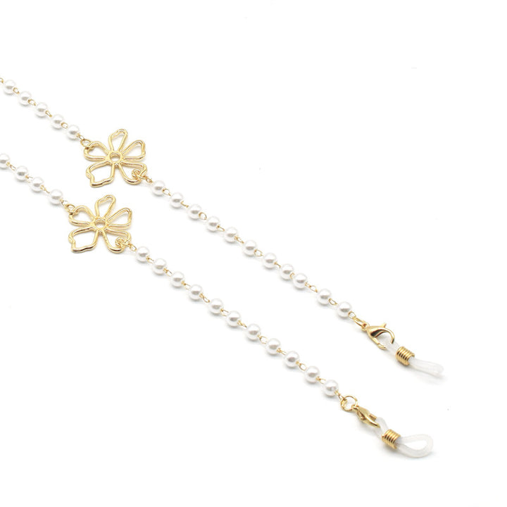 Pearl-Accented Floral Chain Eyewear Holder Bowlift