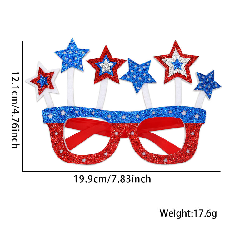 Unisex nan patriotic glitter novelty party glasses with USA letter topper Bowlift