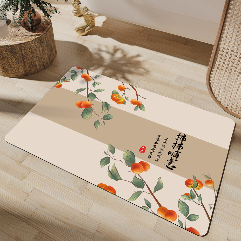 Artistic Floral Bath Mat Bowlift