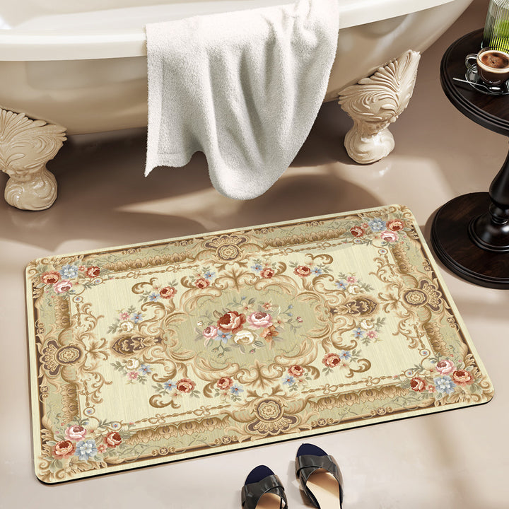 Elegant Vintage Floral Bath Mat Bowlift