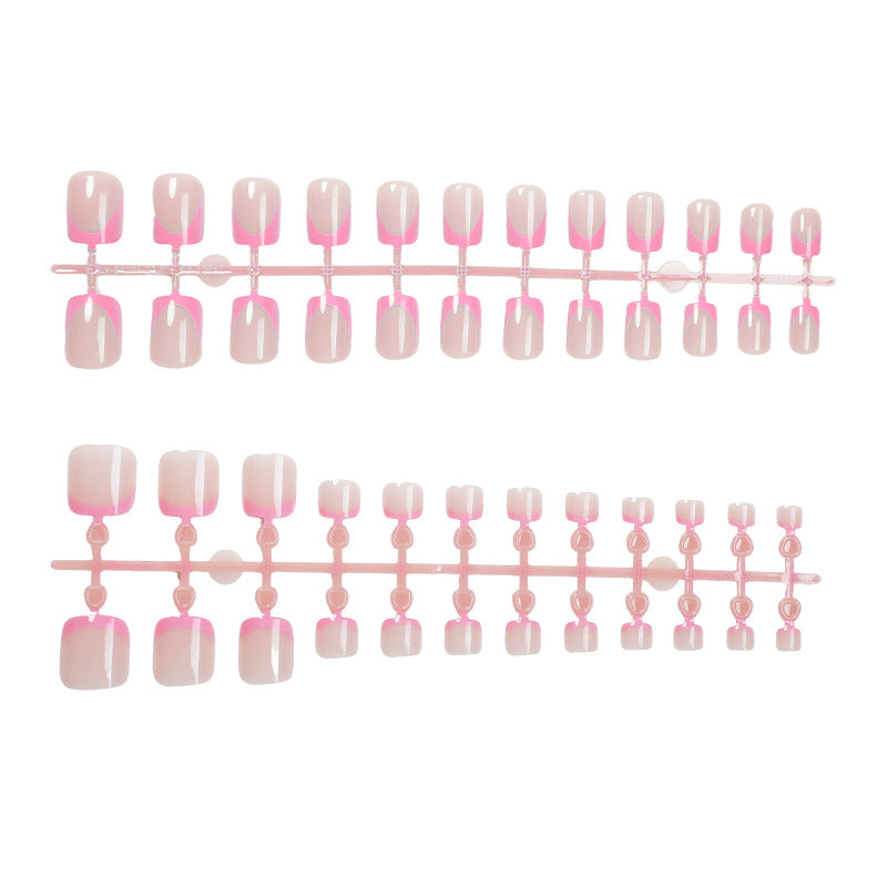 Premium French Tip Press-On Nails Set with Elegant Gradient Design Bowlift