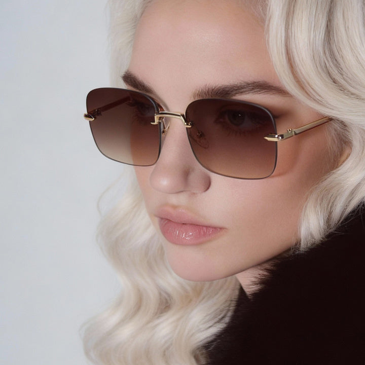 Women Oversized Sunglasses with Filigree Metal Frame Bowlift