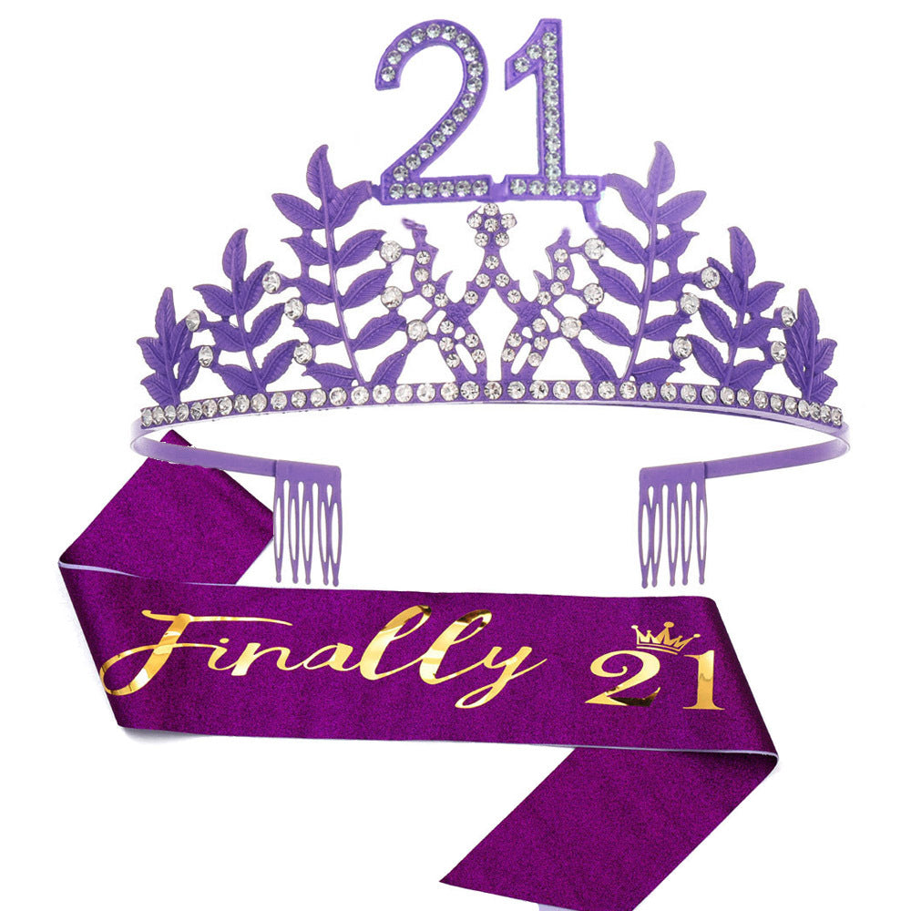 Women's Glamorous Birthday Crown with Shining Rhinestones Bowlift