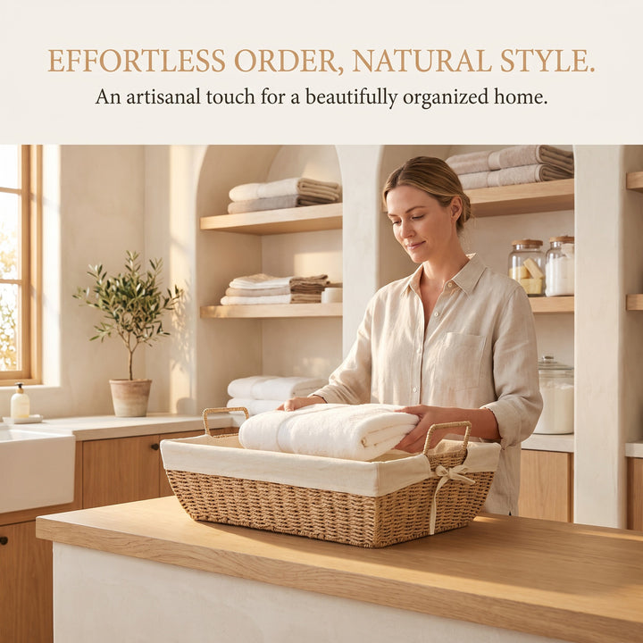 Practical storage basket with fabric lining Bowlift