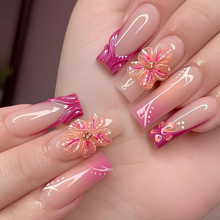 Floral-Embellished Press-On Nails Bowlift
