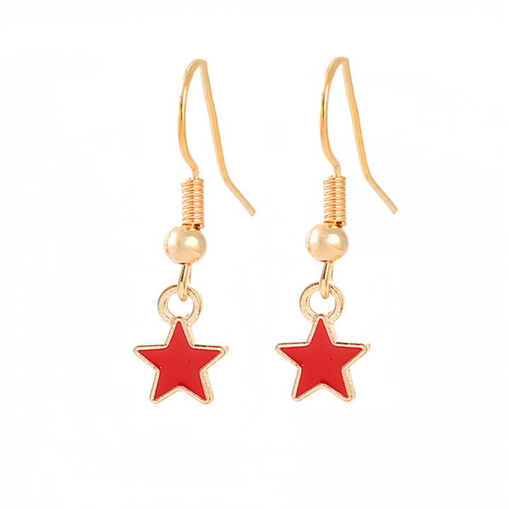 Women's nan patriotic horseshoe enamel dangle earrings with star-accented design and fishhook findings Bowlift