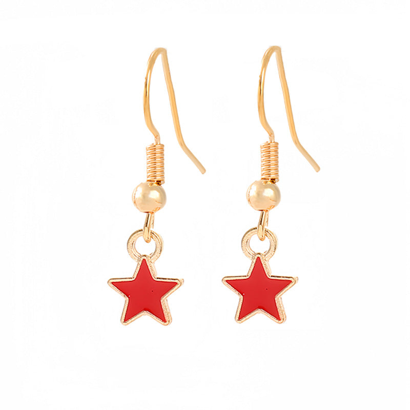 Women nan enamel horseshoe earrings with star motif and fishhook closure Bowlift