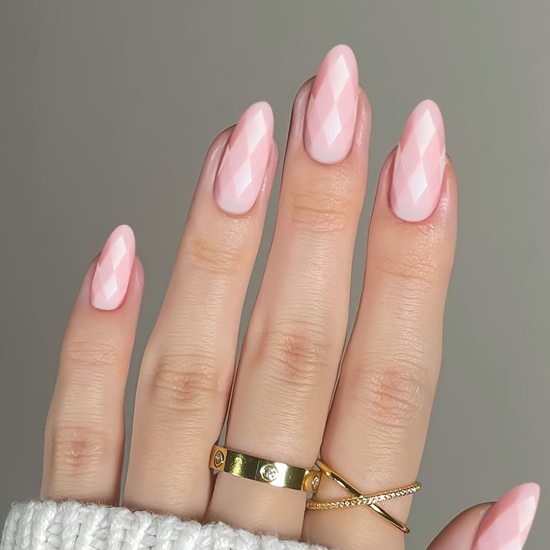 Premium Glossy Diamond-Shaped Press-On Nails Bowlift