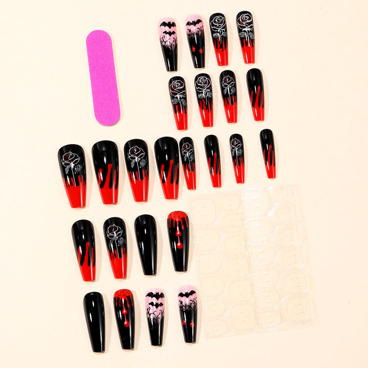 Gothic-Themed Stiletto Nail Art Extensions Bowlift