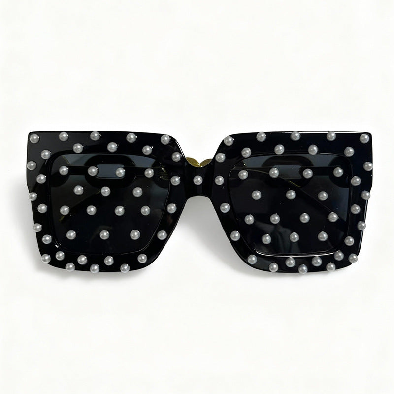 Decorative Pearl-Embellished Cat Eye Sunglasses Bowlift
