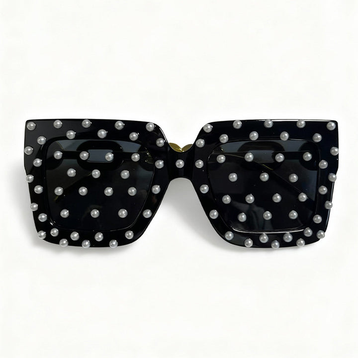 Decorative Pearl-Embellished Cat Eye Sunglasses Bowlift