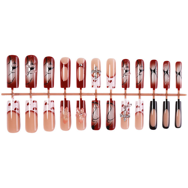 Artificial nail set with romantic flower and heart designs Bowlift