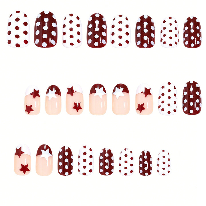 Artistic Star and Polka Dot Press-On Nail Set Bowlift