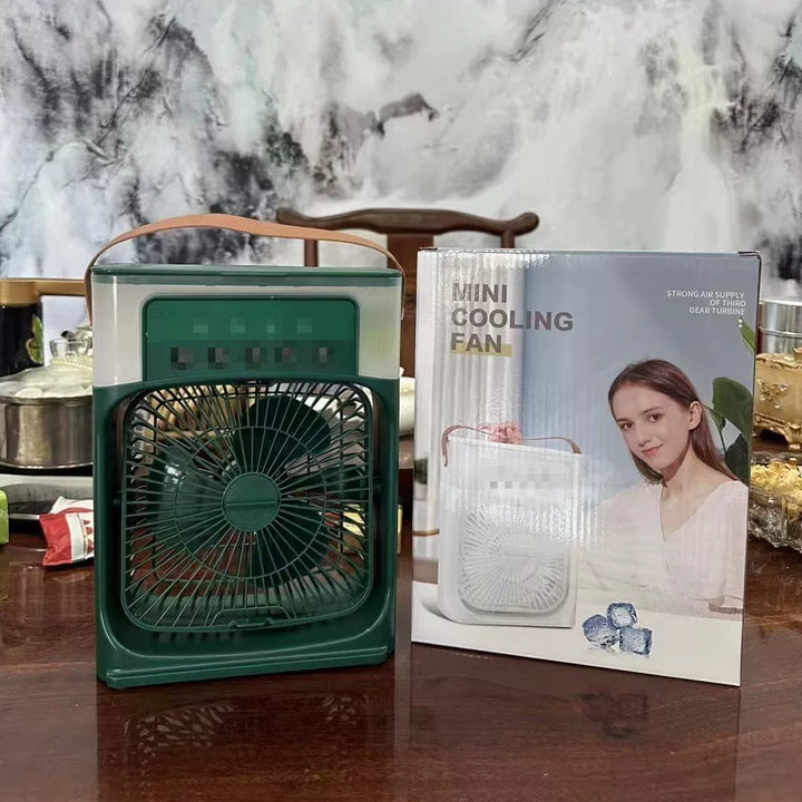 Unisex One Size portable USB humidifying fan with three speed settings and seven color LED Bowlift