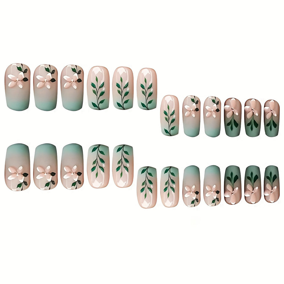 Floral Design Press-On Nail Set Bowlift