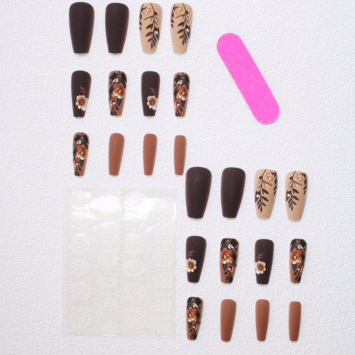 Elegant Floral Matte Press-On Nails Bowlift