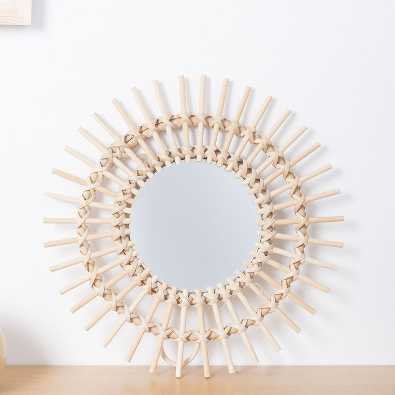 Playful Wall Mirror Made of Rattan Bowlift