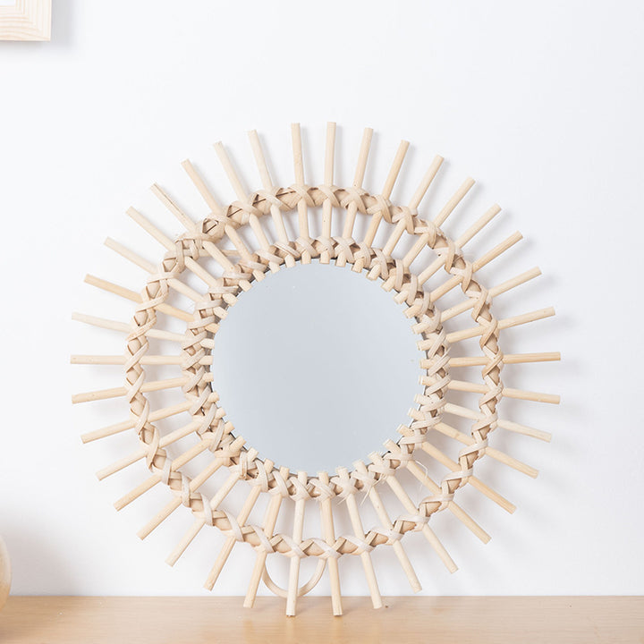Playful Wall Mirror Made of Rattan Bowlift