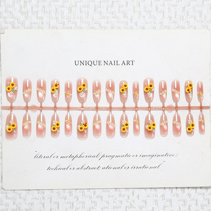 Artificial Nail Set with Luxurious Floral Decorations Bowlift