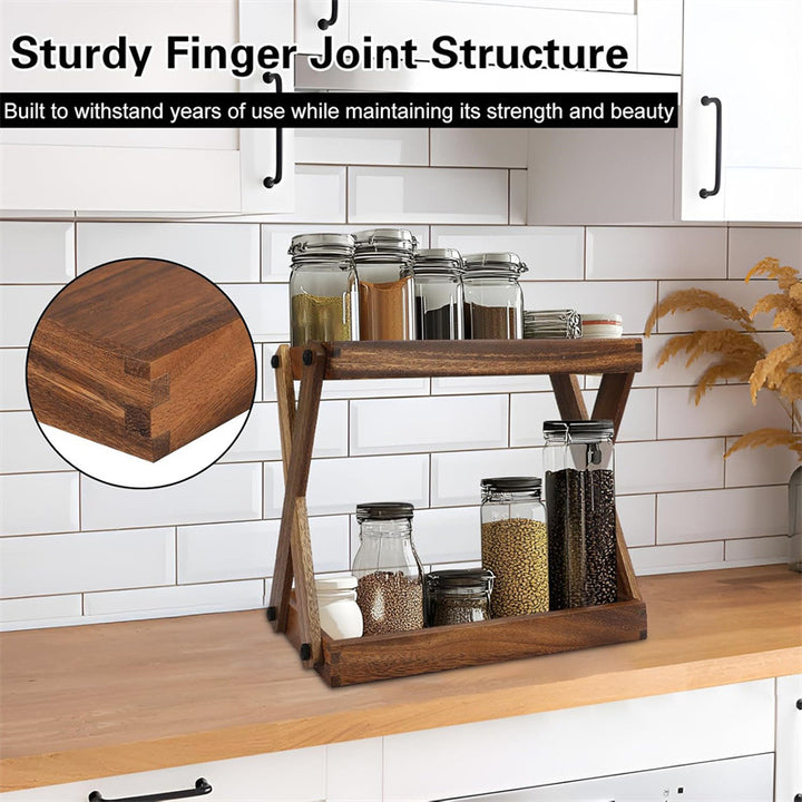 Two-Tier Solid Wood Bathroom Vanity Organizer Shelf Bowlift
