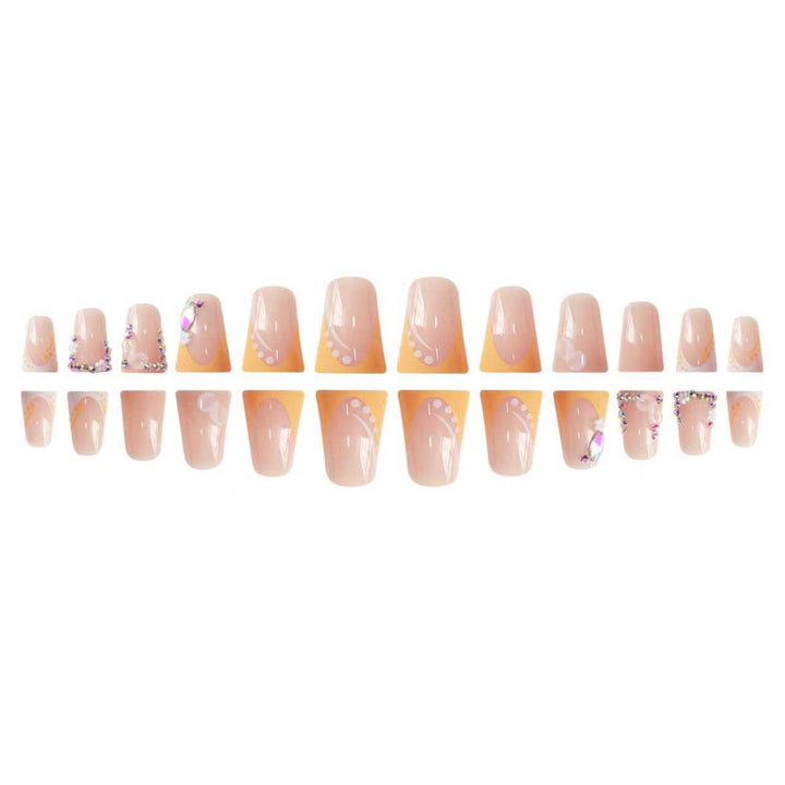 Decorative Floral Rhinestone Nail Extensions Bowlift