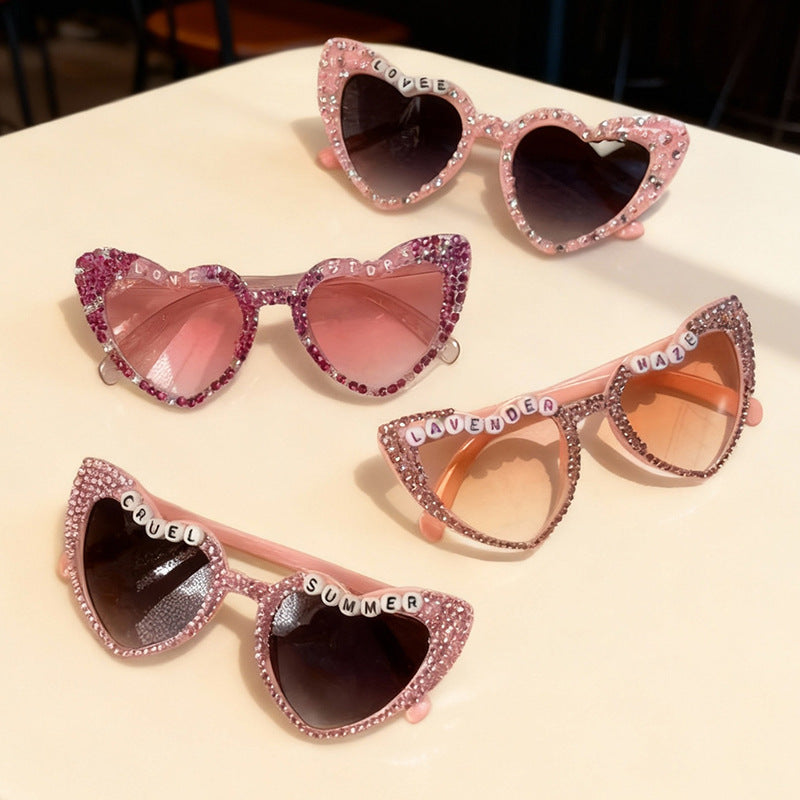 Heart-Frame Rhinestone Sunglasses Bowlift