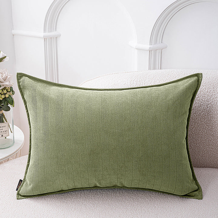 Decorative Herringbone Texture Cushion Cover with Piped Edge Bowlift