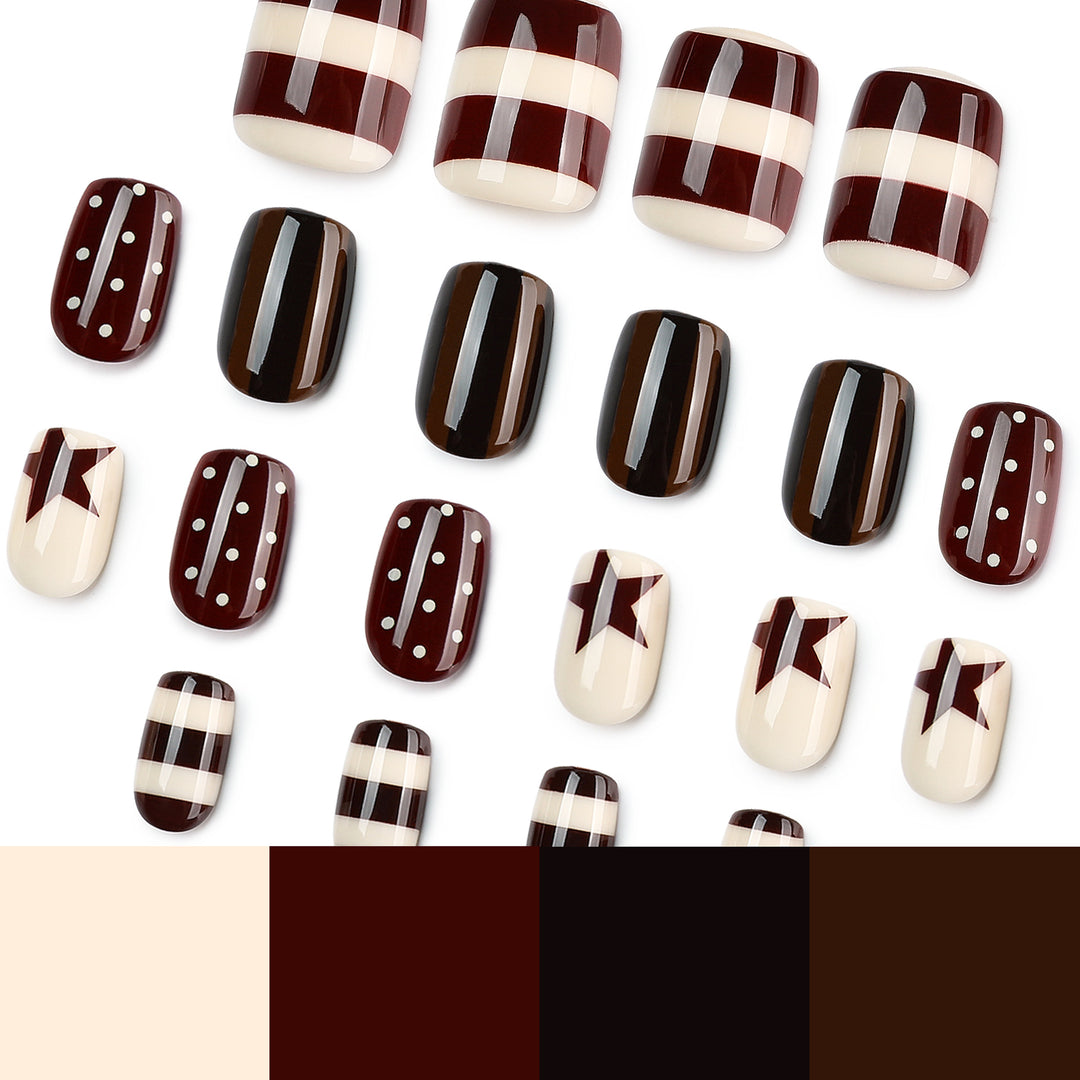 Artful Nail Art with Striped and Polka Dot Pattern Bowlift