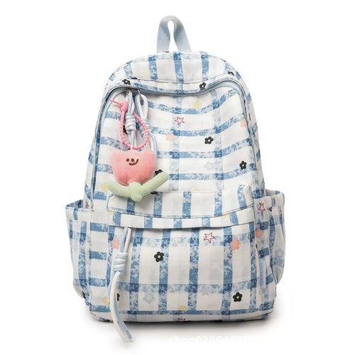 Playful Grid Pattern Backpack Bowlift
