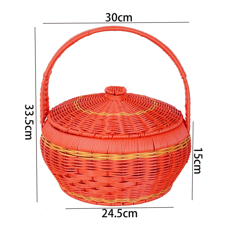 Women Rattan Storage Basket with Lid Bowlift