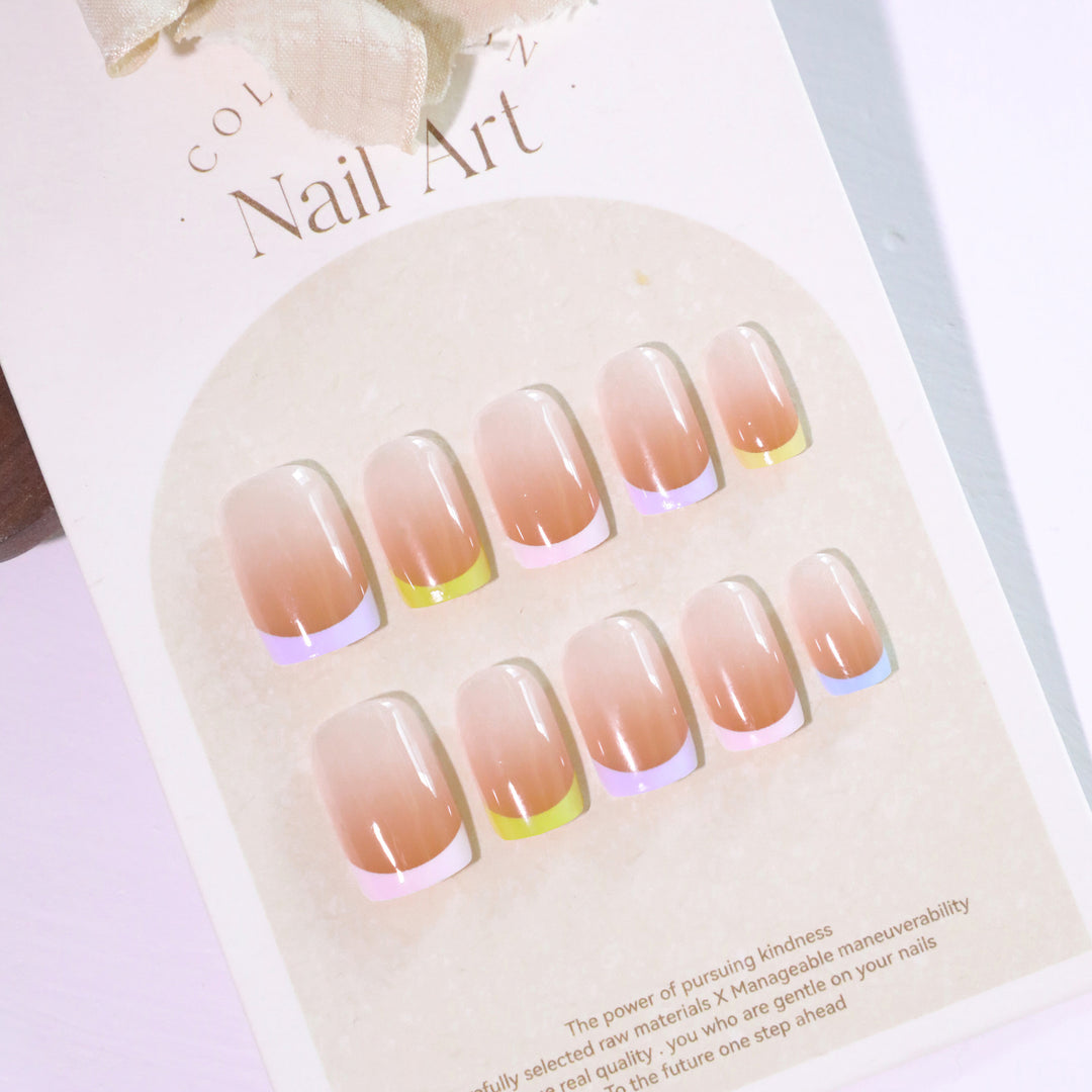 Creative nail extensions with colorful French tip Bowlift