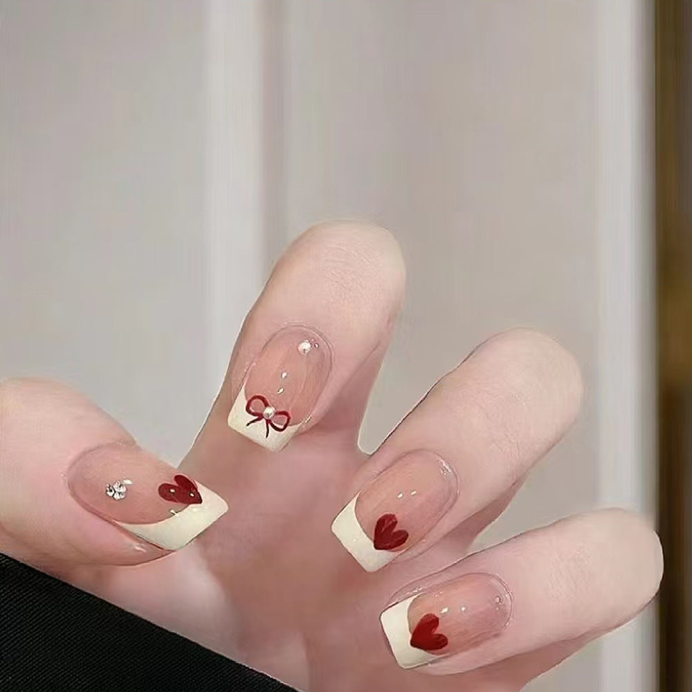 Romantic Heart-Design Press-On Nails Bowlift