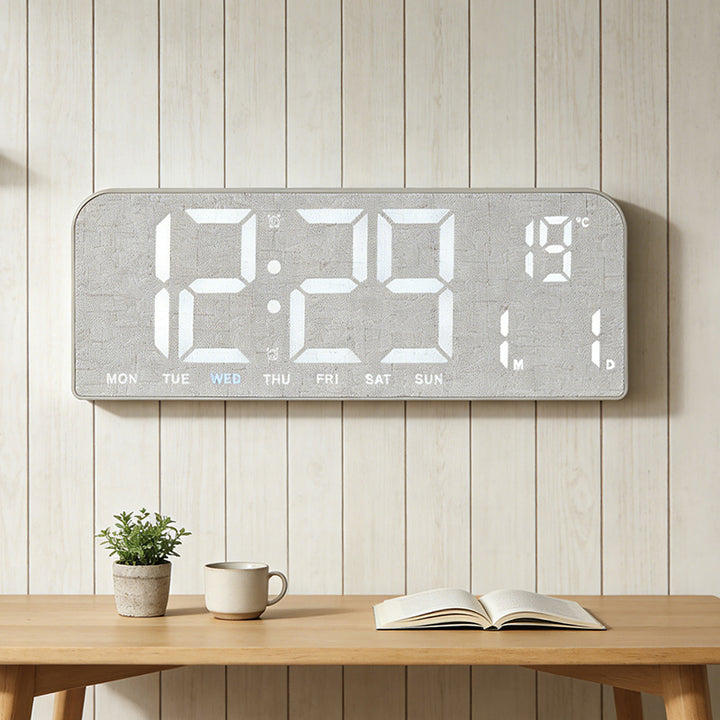 Digital Multi-Function Alarm Clock in Modern Textile Design Bowlift