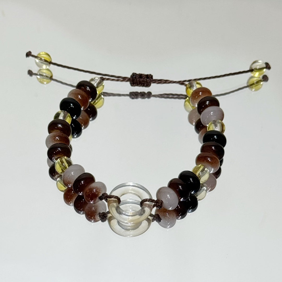 Adjustable Gemstone and Glass Bead Bracelet Bowlift